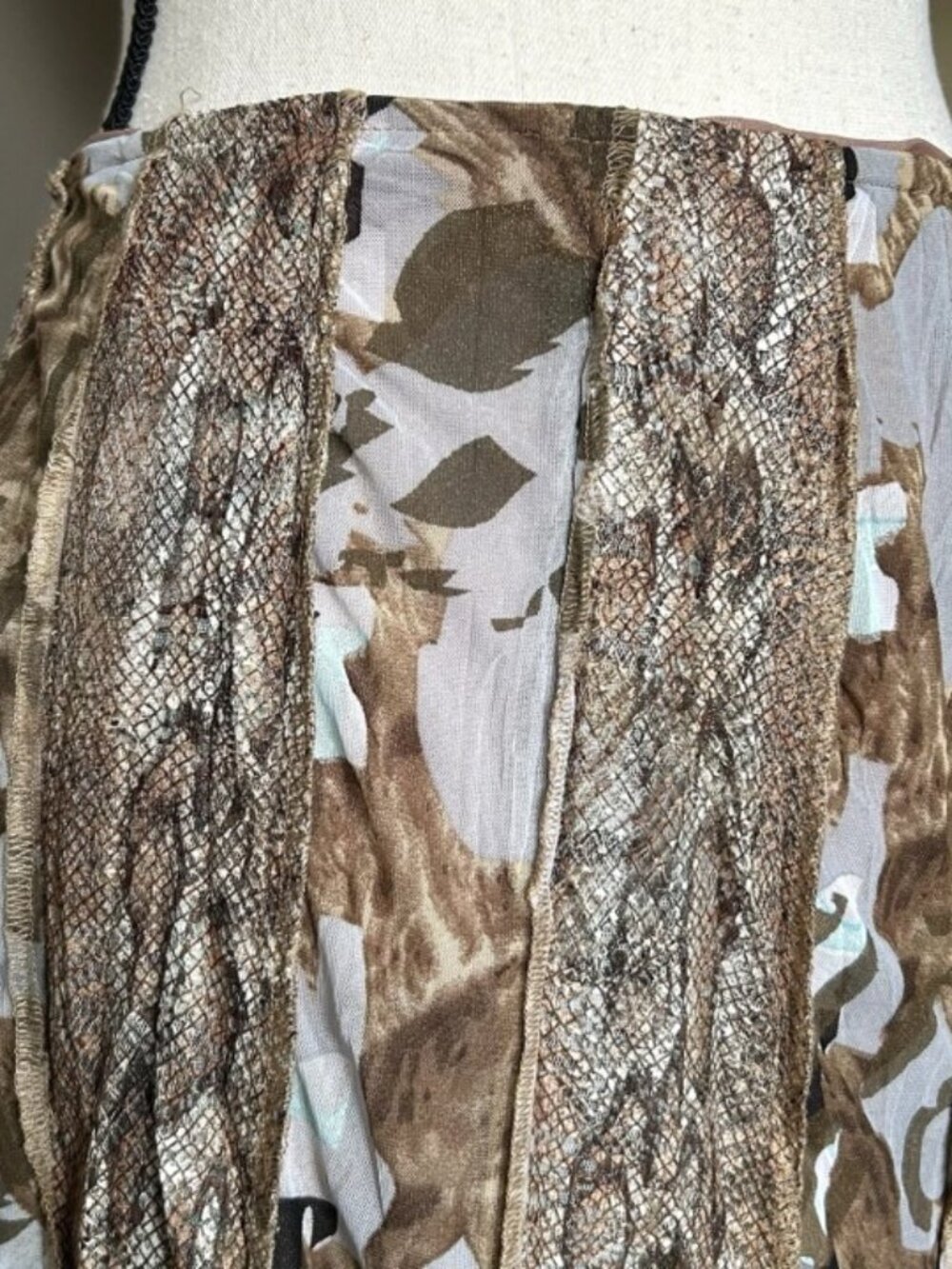Alberto Makali Animal Print Metallic Mesh Full Skirt Sz 14 Mixed Media Statement - Picture 5 of 9